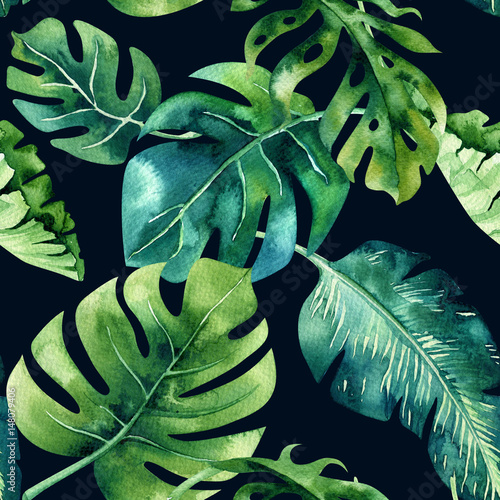 seamless-watercolor-pattern-of-tropical-leaves-dense-jungle-ha