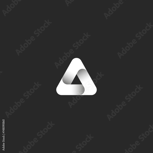 Download Triangle logo abstract ribbon gradient black and white ...