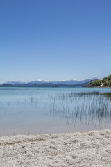 Beautiful panorama with view over the lake. Hiking adventure in San Carlos de Barilochein close to Río Negro, Argentina. Beautiful landscapes around the shores of Nahuel Huapi Lake and National Park w