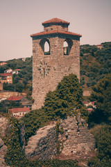 Wall Mural - View of Clock Tower in ansient fortress. Old Bar (Stari Bar). Montenegro. Retro filter.
