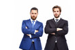 © be free - men, businessmen with beard on serious face in outfit