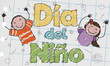 Cute Childish Drawing in Spanish to Celebrate Children's Day, Vector Illustration