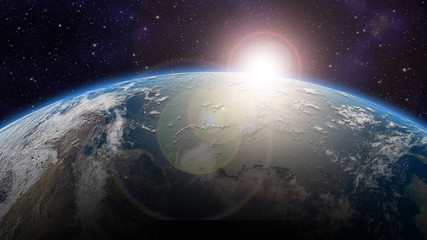 Canvas Print - planet earth with sunrise in the space - asia - elements of this image furnished by nasa