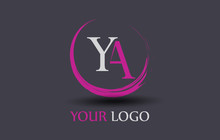 YA Letter Logo Circular Purple Splash Brush Concept.