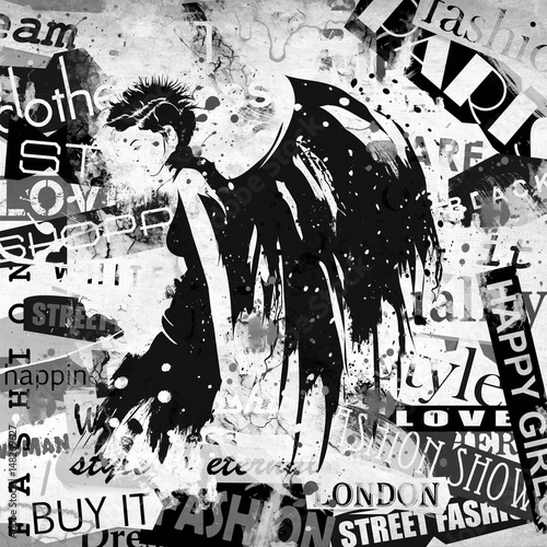 Obraz w ramie Modern teenage girl on grunge background.