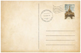 Fototapeta  - Old style postcard with postage stamp 3d illustration