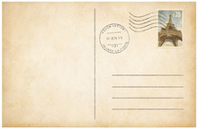 Old Style Postcard With Postage Stamp 3d Illustration