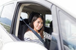 Young Woman driving car
