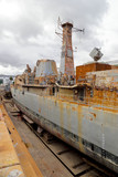 Fototapeta Kwiaty - An old military vessel is seen at Naval Base Puerto Belgrano in Punta Alta, Buenos Aires, Argentina