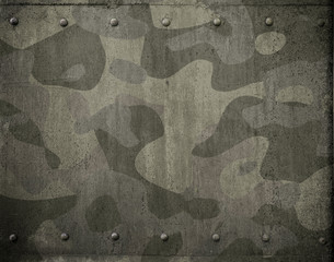 Wall Mural - Military metal armor with camouflage 3d illustration
