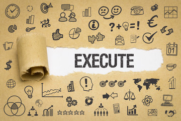 Wall Mural - Execute / Papier mit Symbole