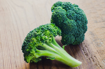 Broccoli green. fresh broccoli on old wooden background