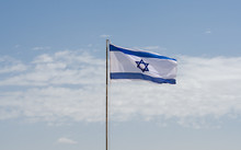 The Israeli Flag In Blue Sky At Israeli Independence Day
