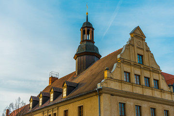 old church or city hall with blue sky