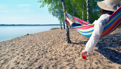 Sticker - einen Tag am See genießen, Sonne und Wein