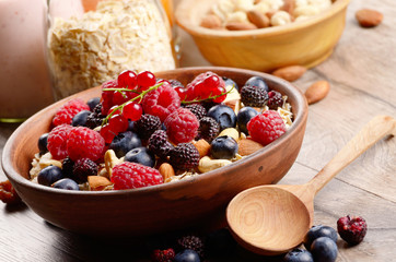 Wall Mural - Oats nuts berries yogurt