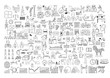 Leinwandbild Motiv doodle icons set with editable stroke width