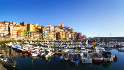 Fototapete - Panorama of Bermeo port in Basque Country