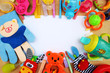 © dyageleva - Children's toys and accessorieson a wooden background