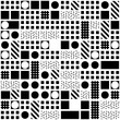 © creatorsclub - Decorative geometric shapes tiling. Monochrome irregular pattern.  Abstract black and white background. Artistic ornamental lattice