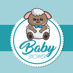 Canvas Print - baby shower card with sheep vector illustration design