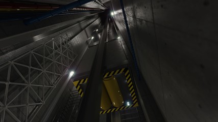 upping elevator lift view inside elevator shaft technology and industrial concept