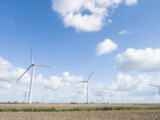 Wind turbines.