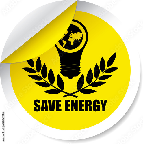 Fotografie, Obraz Save energy yellow Label, Sticker, Tag, Sign And Icon Banner Business Concept, Design Modern