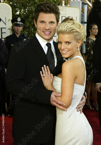 Jessica Simpson And Husband Nick Lachey Arrive At Golden Globe