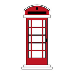 Wall Mural - sketch color silhouette London red phone booth vector illustration