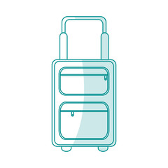 blue silhouette shading travel suitcase with handle vector illustration