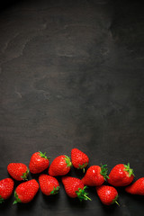 Wall Mural - Strawberries on black
