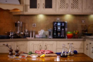 Steak cooking in the kitchen