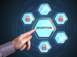 © photon_photo - Business, Technology, Internet and network concept. Young businessman shows the word: Decryption