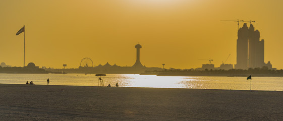sunset on a beach in Abu Dhabi, UAE