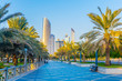 View of the corniche - promenade in Abu Dhabi, UAE