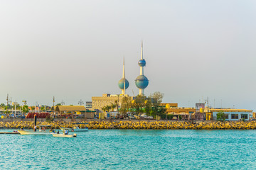 Wall Mural - View of the Kuwait Towers - the best known landmark of Kuwait City.