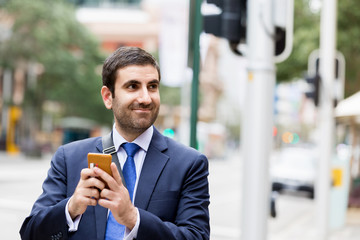 Portrait of handsome businessman outdoor