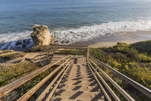 Stairs Leading To El Matador State Beach In Malibu California.  