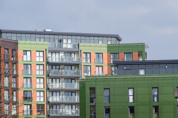 Colourful modern european apartment buildings