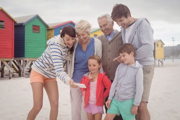 Wall Mural - Happy multi-generation family taking selfie