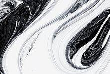 Abstract Background, White And Black Mineral Oil Paint On Water