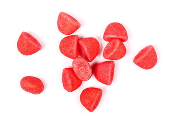 Red jelly candy isolated on white background 