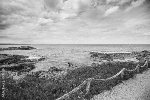 Fototapeta na wymiar Formentera beach black and white