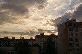 Fototapeta  - Sunrise and sunset over the buildings in the Zilina city. Slovakia