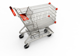 Wall Mural - shopping cart on white background
