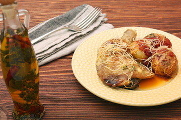 Wall Mural - Roasted chicken legs with potato