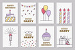 © sweet kiwi - Set of cute birthday cards. Linear design