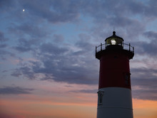 Nauset Light Lighthouse Blue Hour Colorful Sky Moon