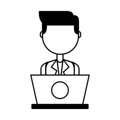 businessman with laptop avatar character icon vector illustration design